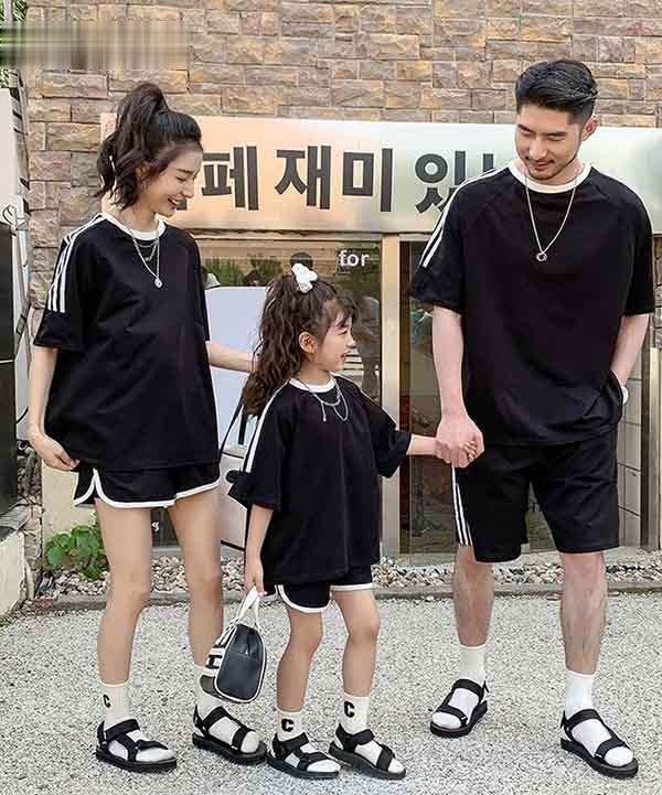 Áo đồng phục gia đình thể thao màu đen